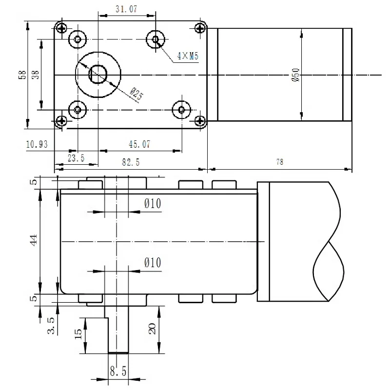 600JSX16/48/89/96/169/392/510/1015-50ZY Worm Gear DC Reduction Motor with Single-sided Output Shaft and Multiple Speed Ratios