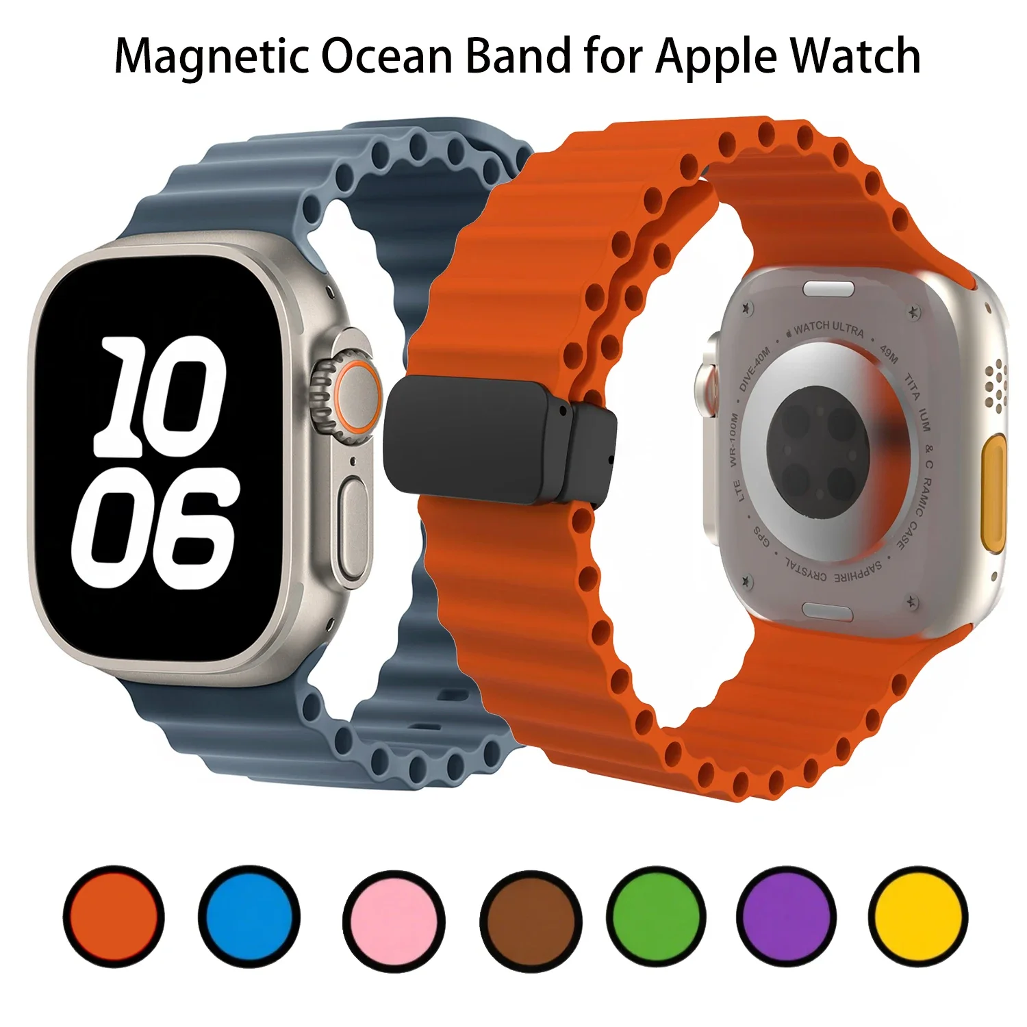 Ocean für Apple Watch Band 46 mm 45 mm 44 mm 49 mm 41 mm 42 mm Magnetarmband Silikon Correa Armband iWatch Serie 11 10 9 8 7 6 SE3