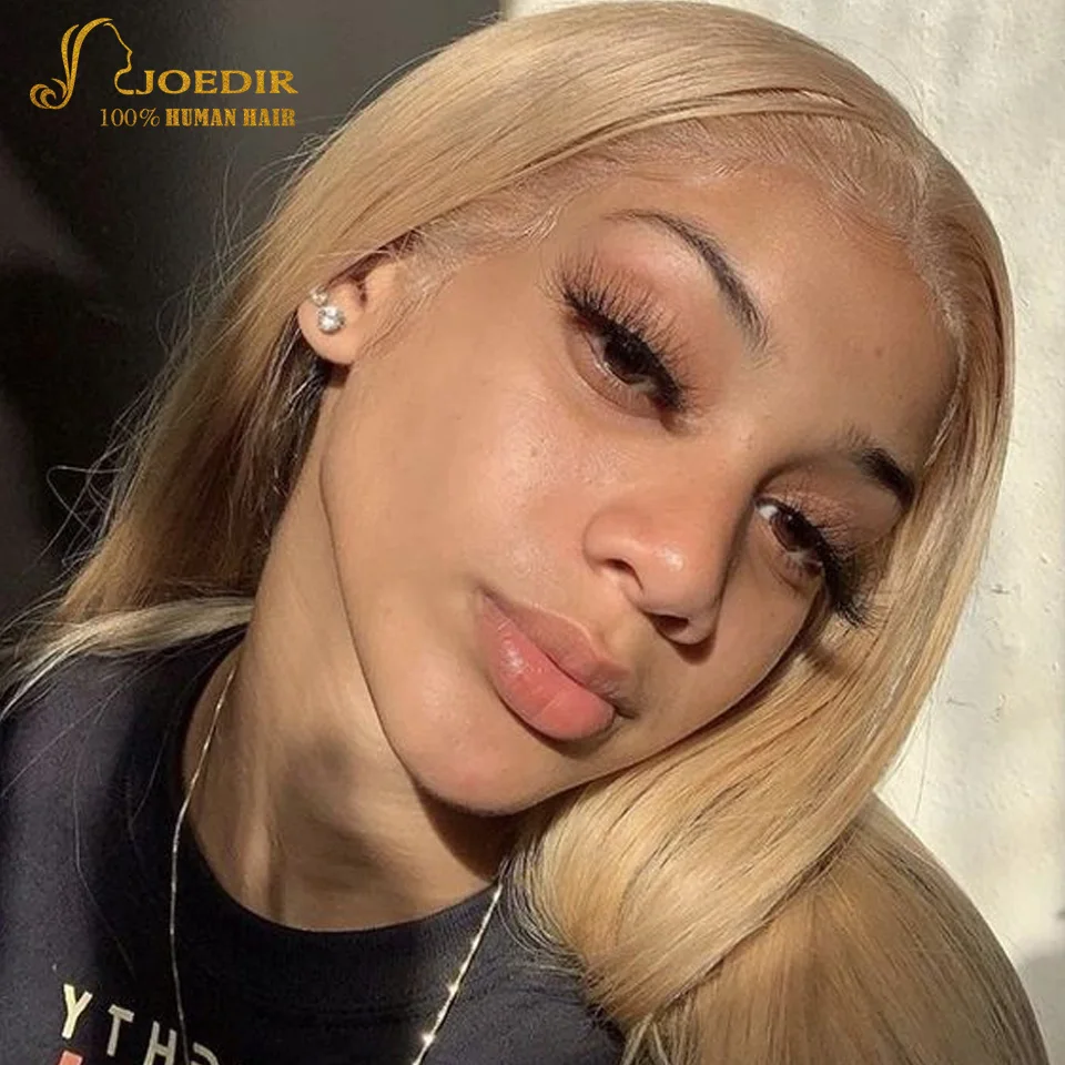 

Gold Blond Malaysian Hair 100% Human Hair Wigs Straight 13*5*1 T Part Lace Front Human Hair Wigs For Black Women Pre Plucked QVR