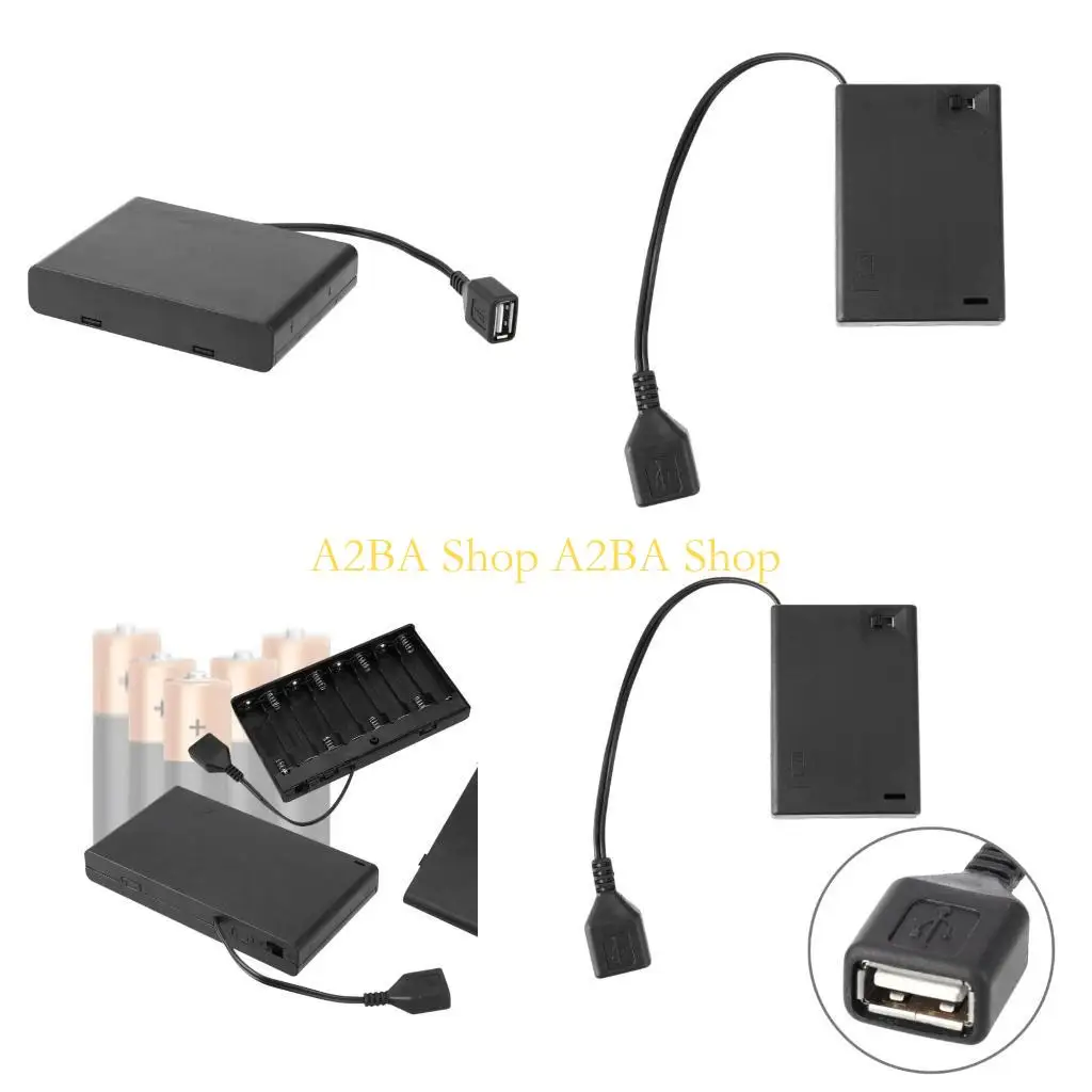 

A2BA AA Battery Case USB Female Slot 2/3/4/6/8 Slot AA Battery Case Box USB Battery Box with Switches for Led Light