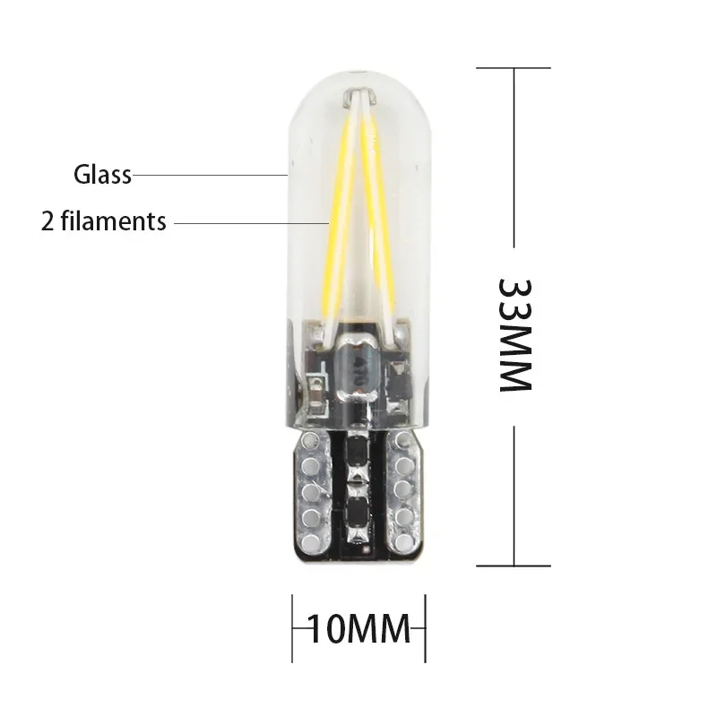 W5W led T10 cob glass car light Led Filament Light auto automobiles reading dome License Plate bulb lamp DRL car styling 12v