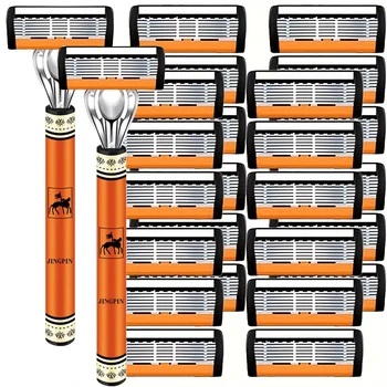 Lame de rasoir à 6 couches en acier inoxydable pour homme, r...