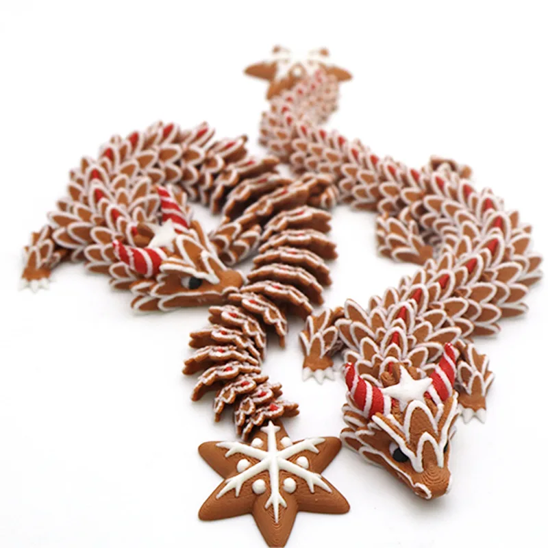 Dragón de Chocolate, juguetes impresos en 3D, articulaciones, simulación móvil, Animal, juguete de dragón de Navidad, modelo, decoración del hogar, regalo de vacaciones