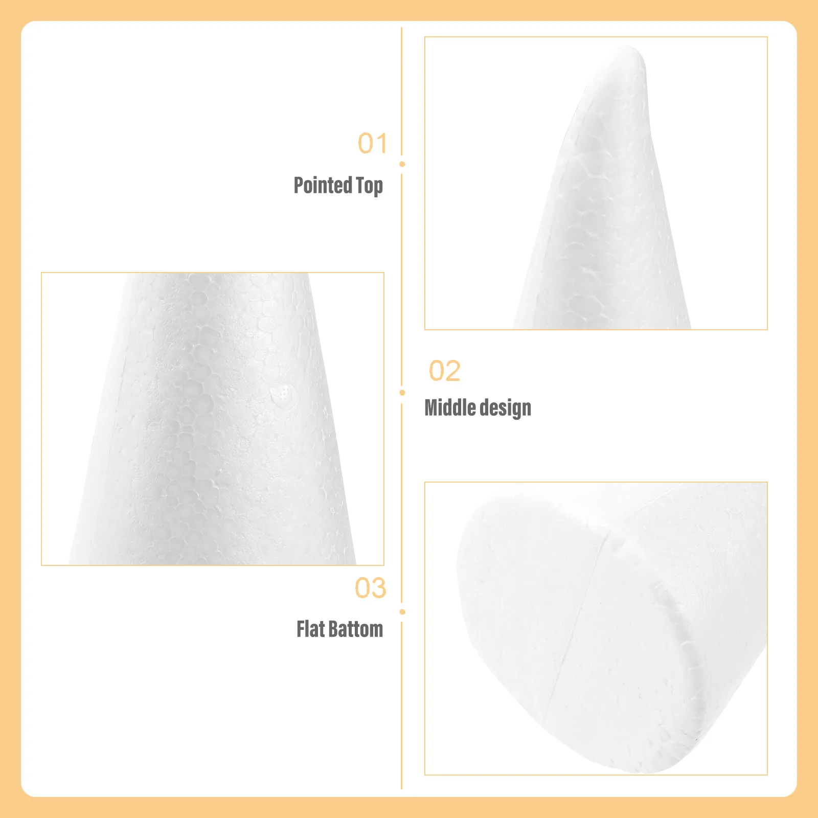 

6pcs 24Cm White Foam Cones Craft Diy Ornament For Christmas Winter Holiday Decoration Centerpiece Children Cone Art Project Kids