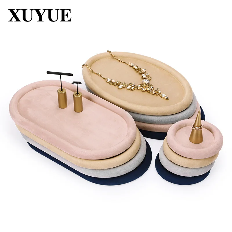 Velvet leather pallet necklace ring earring bracelet jewelry display tray display counter jewelry display tray