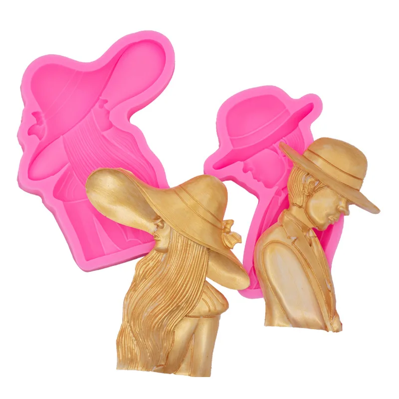 Hat Lovers Men and Women Silicone Molds DIY Fondant Cake Decorating Tools Resin Clay Soap Candy Chocolate Gumpaste Mold