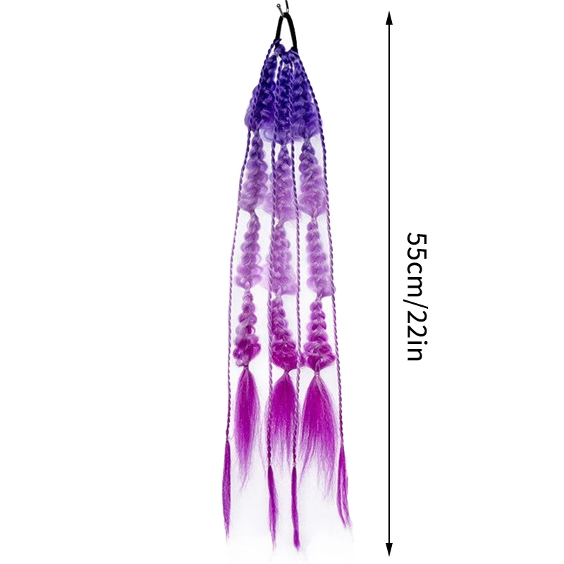 فانوس طويل مضفر ذيل حصان مع ربطة شعر مستقيمة 1 قطعة ذيل حصان الاصطناعية تمديد فقاعة ملونة جديلة #6