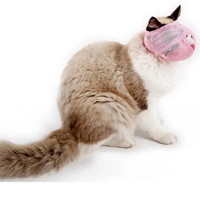 New  Breathable Mesh Cat Muzzles Kitten Face Masks Groomer Helpers Bath Anti-Biting Anti-scratch for Grooming Tools Pet Supplies