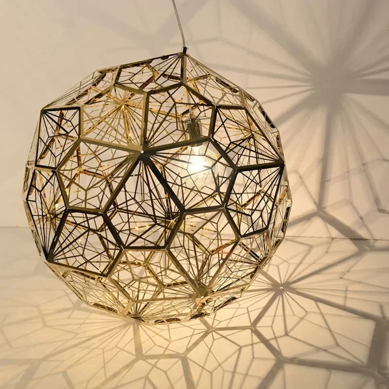 Italia Modern Gold Copper Silver Etch Web lampade a sospensione Art Diamond Ball acciaio inossidabile sala da pranzo camera da letto lampade a sospensione