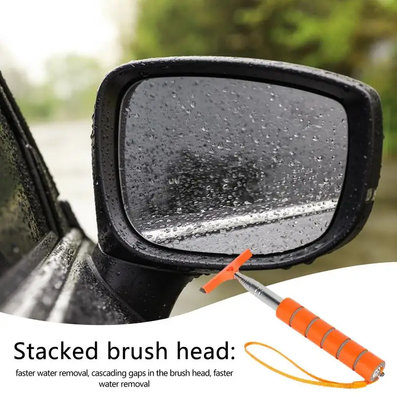 Car Rearview Mirror Wiper Stainless Steel Telescopic Window Wash Cleaning Brush Wiper Handle Wiper Tablet Glass Window Cleaner