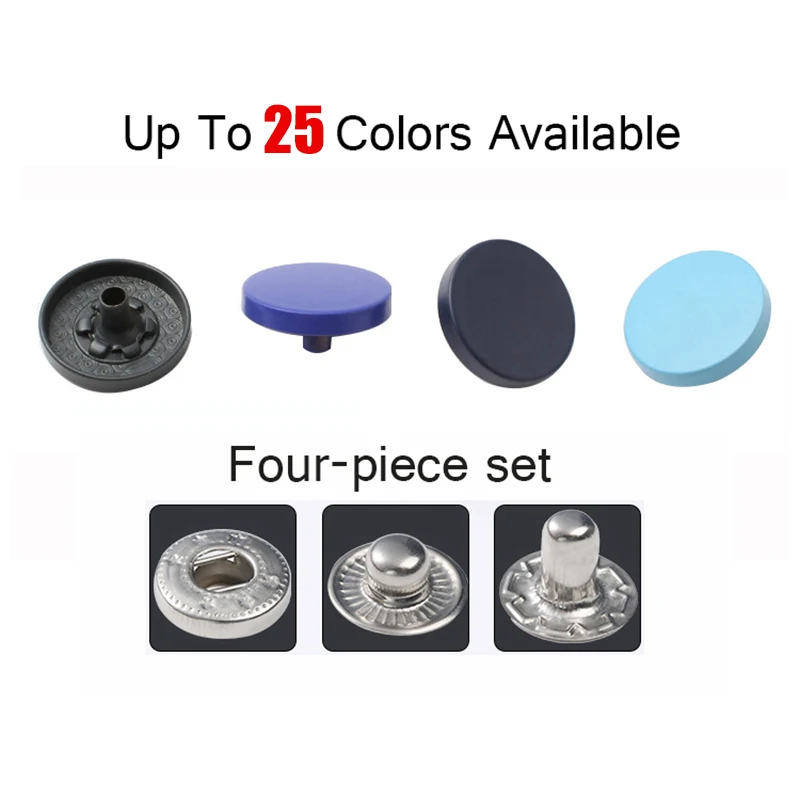 Hot 20 Sets Metal Buttons Leather Snap Fasteners 12.5mm Round Color Button No Sewing for Clothes, Jackets, Jeans