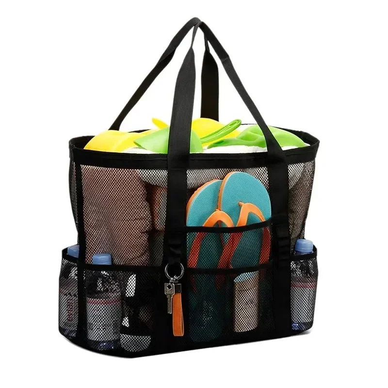 SPE20 Bolsa grande de malla para playa, bolsas ligeras para piscina, juguetes de arena, viajes familiares, comestibles, compras reutilizables