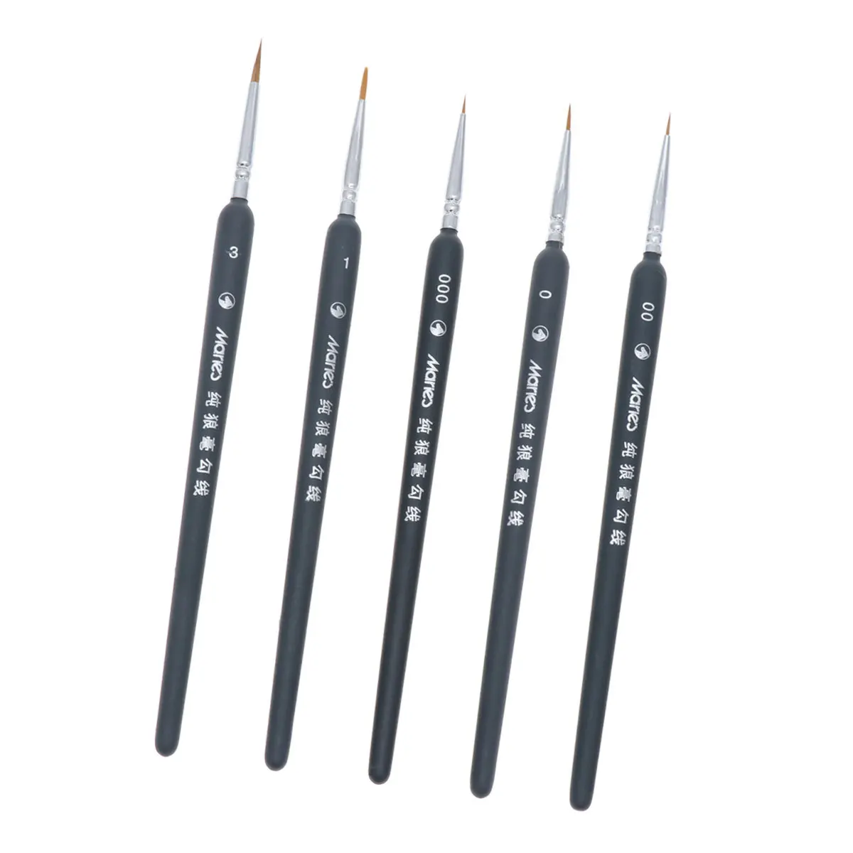 

5Pcs Wolf Hair Detail Paint Brush Set Sizes 000 00 0 1 3 Easy Grip Handles Fine Detailing Miniature Painting Art Craft Supplies