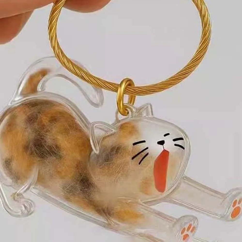 Transparent Acrylic Keychain Cat Hair Storage Capsule Handmade Animal Shaped Rabbit Hair Storage Box Stylish Portable