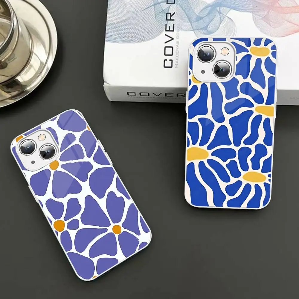 Abstract Flower Market Tempered Glass For Iphone 14 13 12 11 Pro Mini XS MAX 14Plus X XS XR Fundas