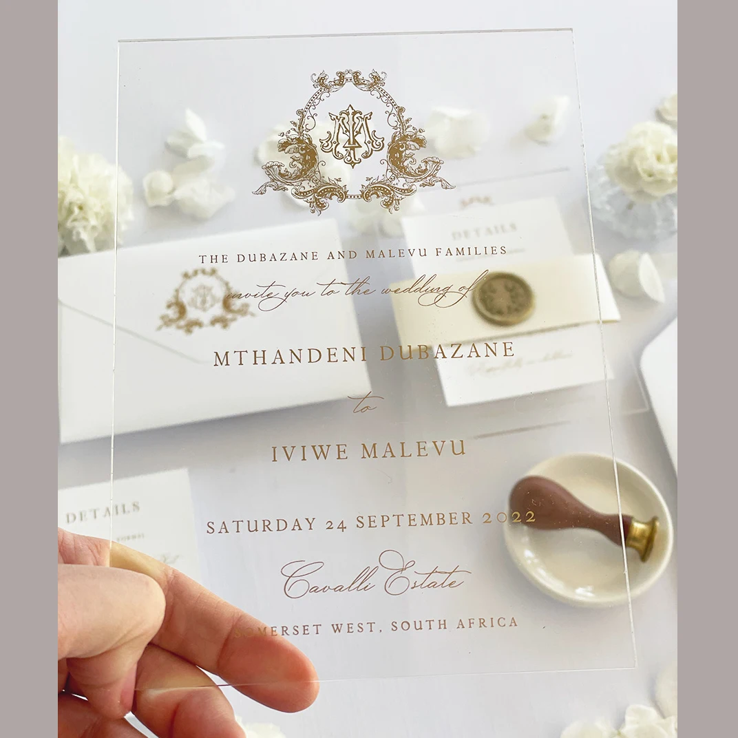 

Custom Acrylic Invitation clear Acrylic Wedding Invitations Elegant & Unique Invites for Weddings Anniversaries