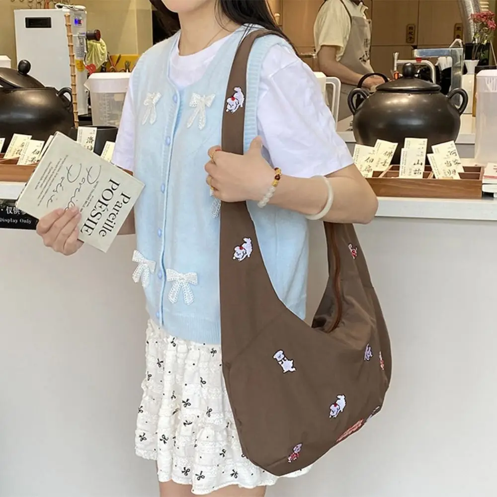 

Модная дорожная сумка через плечо с героями мультфильмов, милая нейлоновая сумка с вышивкой в корейском стиле для щенков, большая вместительная повседневная сумка-мессенджер для студентов