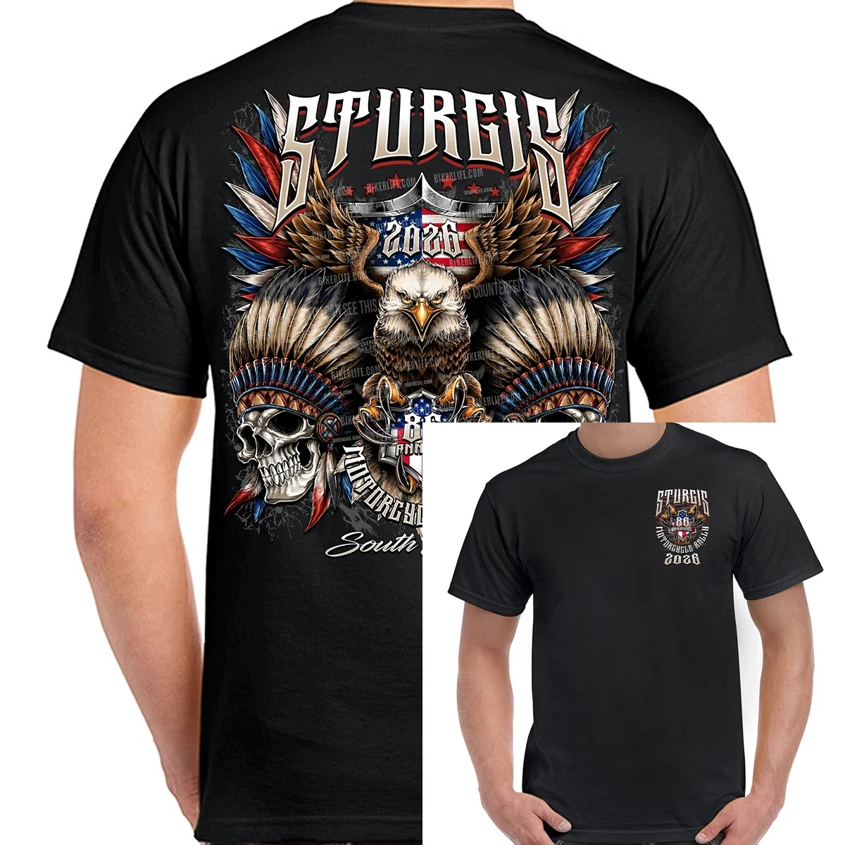 New 2026 Sturgis Motorcycle Rally Indian Freedom Eagle Graphic Printing High-end Luxury Unisex Style Both of Men and Women