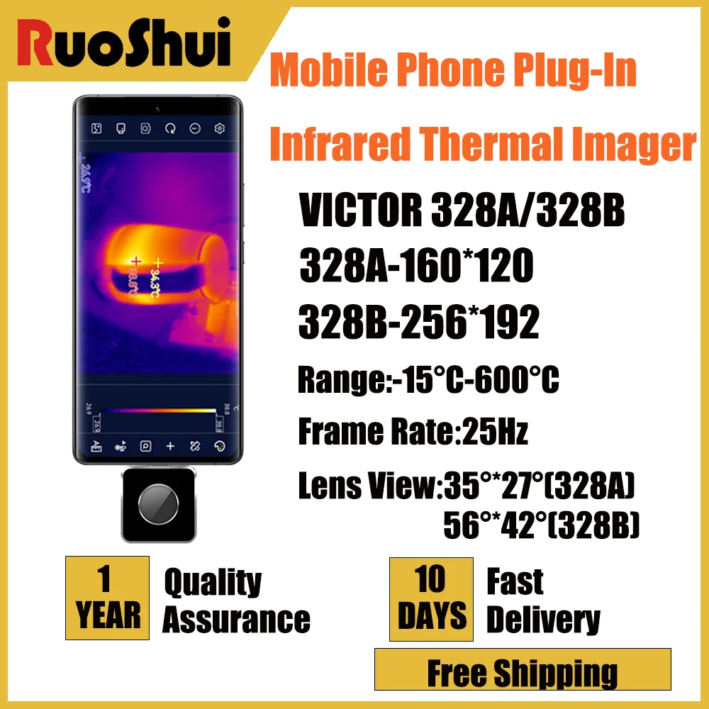 

Victor 328A/328B Portable Mini Infrared Thermal 256×192 Pixels 25Hz Mobile Phone Plug-In Panel PCB Circuit Repair Thermal Imager