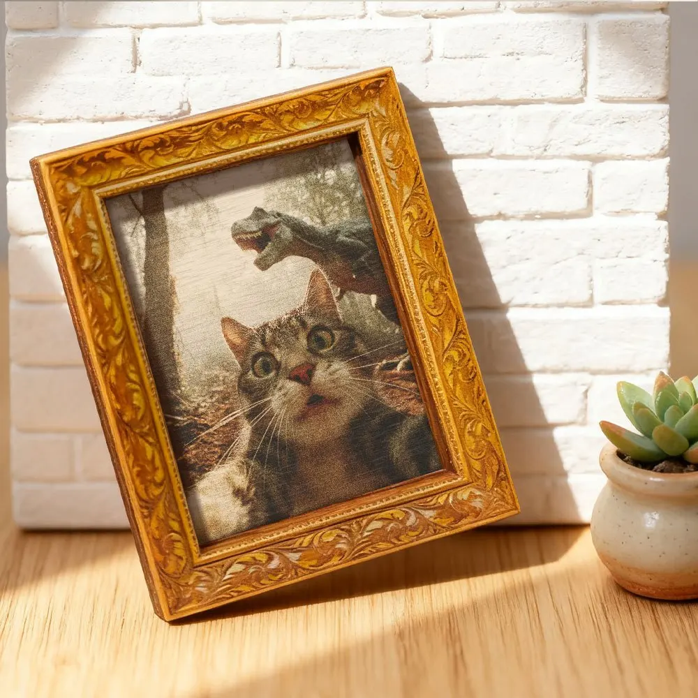 Imã de Geladeira de Madeira Hakimi Adventure, Padrão Engraçado de Gato e Dinossauro, Decoração Estética para Cozinha, Casa e Escritório, Presente para Amantes de Gatos