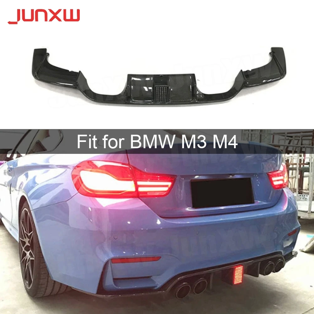 4 Series Carbon Fiber Racing Rear Bumper Lip Diffuser For BMW F80 M3 F82 F83 M4 2014 - 2017 With LED Light FRP Rear Bumper Lip