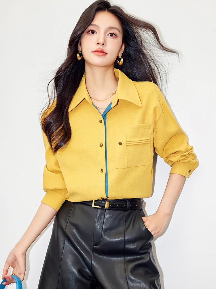 2024 New Spring and Autumn Fashionable Temperament Shirt Women\'s Casual Versatile Commuter Style Long Sleeved Shirt