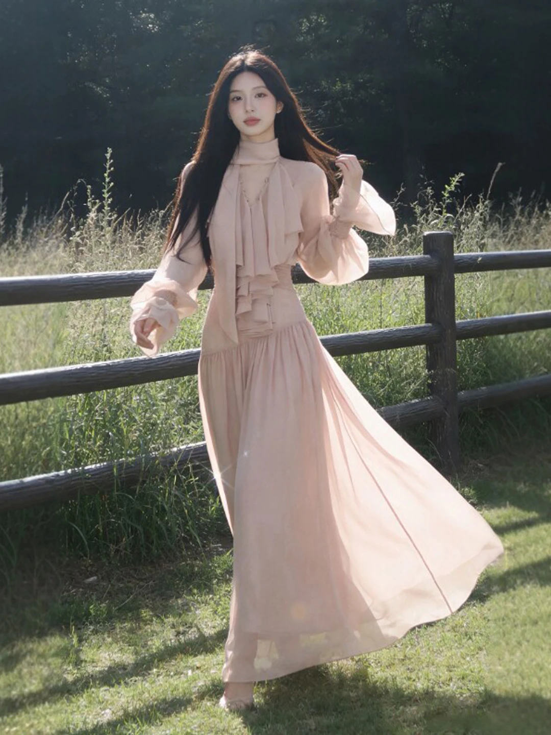 

Весенний сезон: Новинка! Длинное платье с завышенной талией, однотонное, из мягкой ткани, для танцев и повседневной носки.