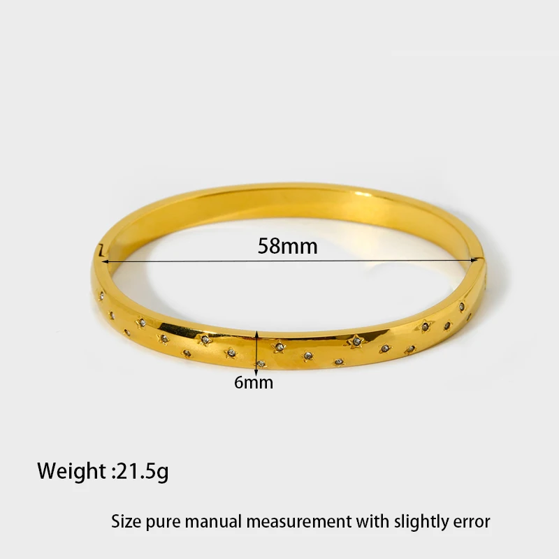 Light luxury Cubic Zirconia Bangles 18K Gold Plated Stainless Steel Stackable Bracelets for Women Fashion Jewelry Gift