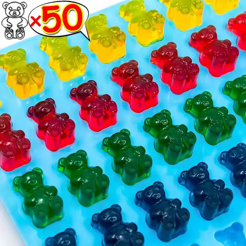 100/50x Gummy Bear Mold with Dropper Silicone Chocolate Mold Fondant Chocolate Candy Maker Moulds DIY Baking Decorating Tools