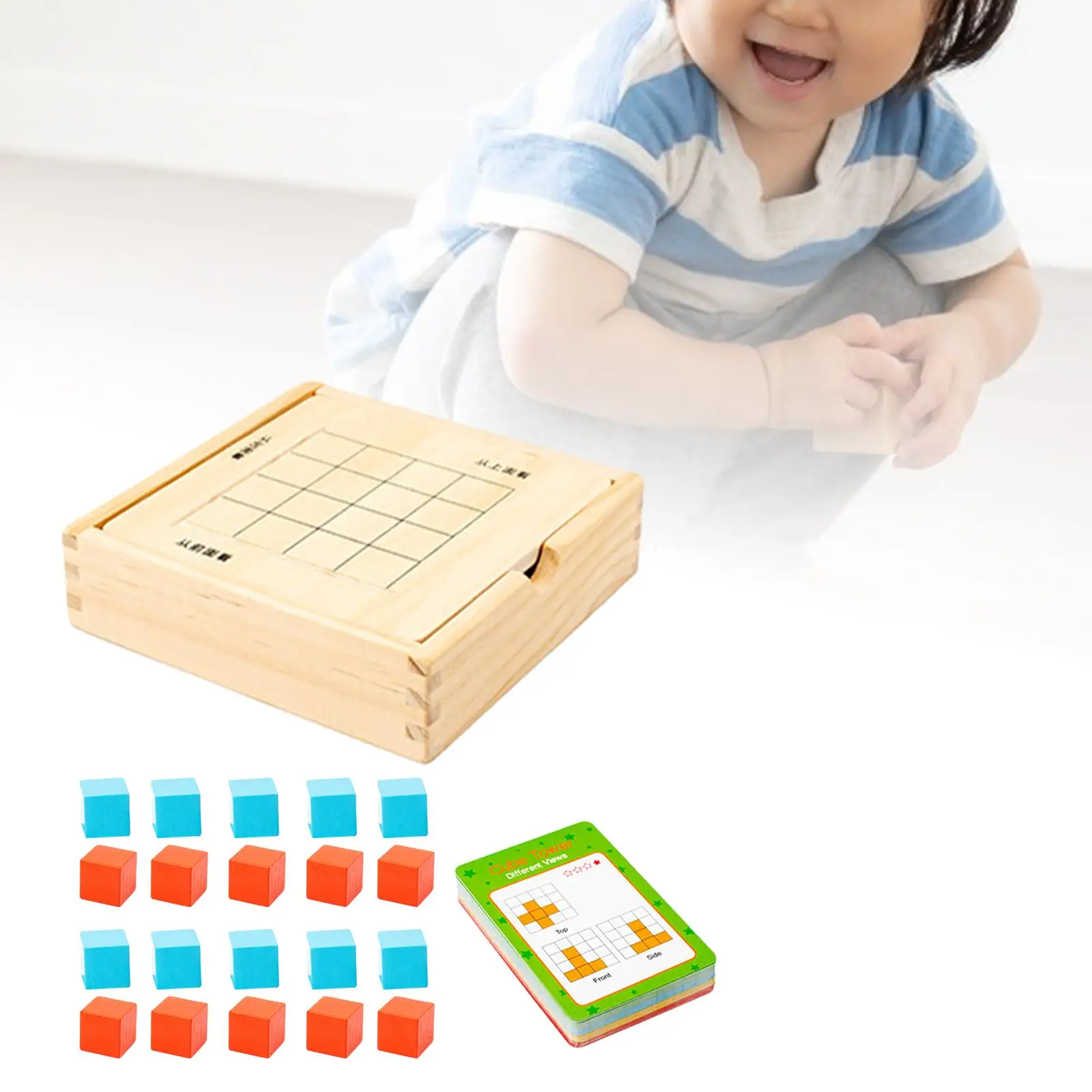 Wooden Block Puzzle Toy 3D Puzzle Cubes Educational Toy for Ages 4-6 Years