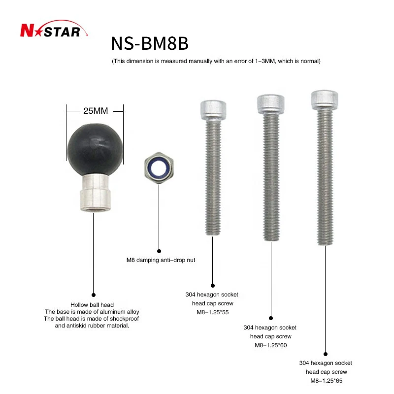 1 Zoll 25mm Kugelkopfadapter Motorrad-Lenkerhalterung Telefonhalterung Aluminium-Kugelkopfhalterung für Ram – Detail 11