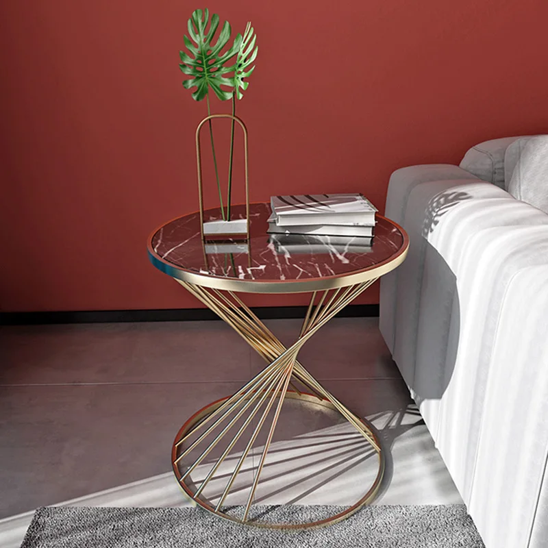 Nordic round marble sofa corner cabinet living room creative Internet celebrity light luxury simple modern small coffee table