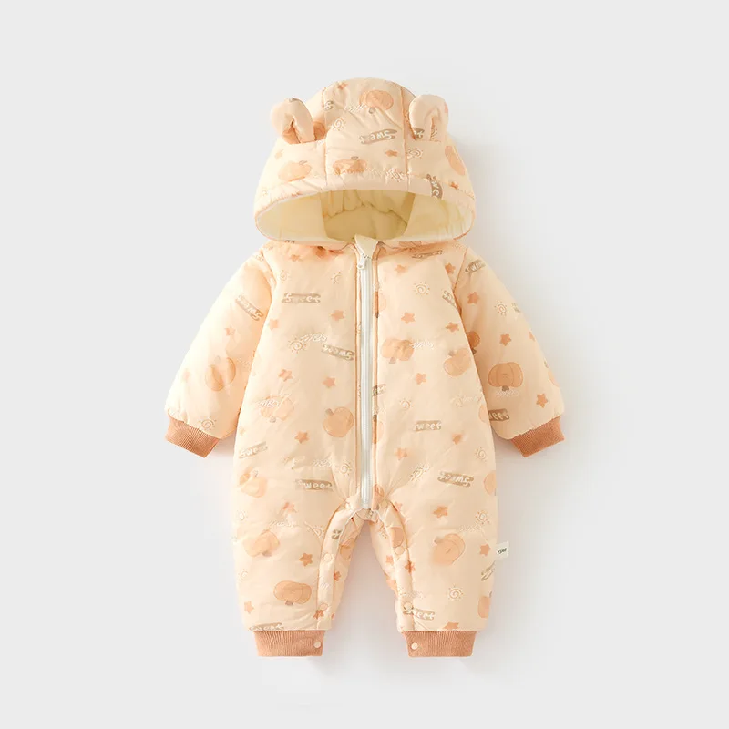 Baby Cotton-Padded Outwear Baby Quilted Outer Wear Jumpsuit Thickening Romper Children's Hoodie Windproof Cotton-Padded Clothes