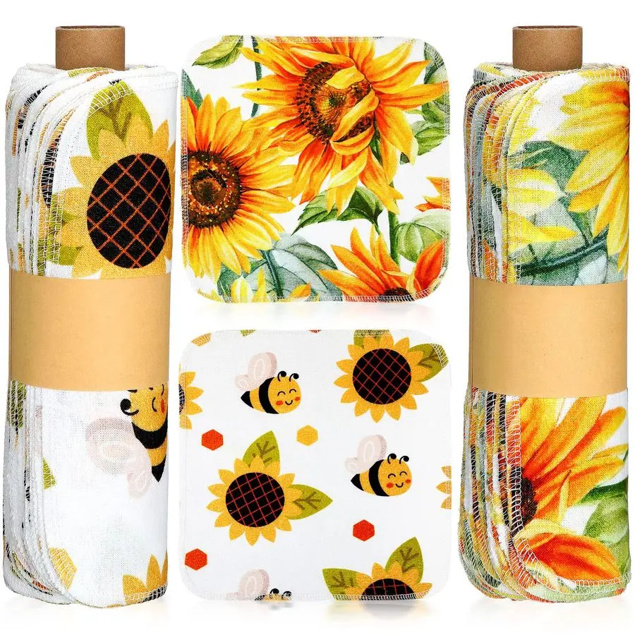 

50 шт. многоразовые бумажные полотенца безбумажные многоразовые хлопчатобумажные полотенца для туалета, впитывающие моющиеся бумажные полотенца с рулонной кухонной салфеткой