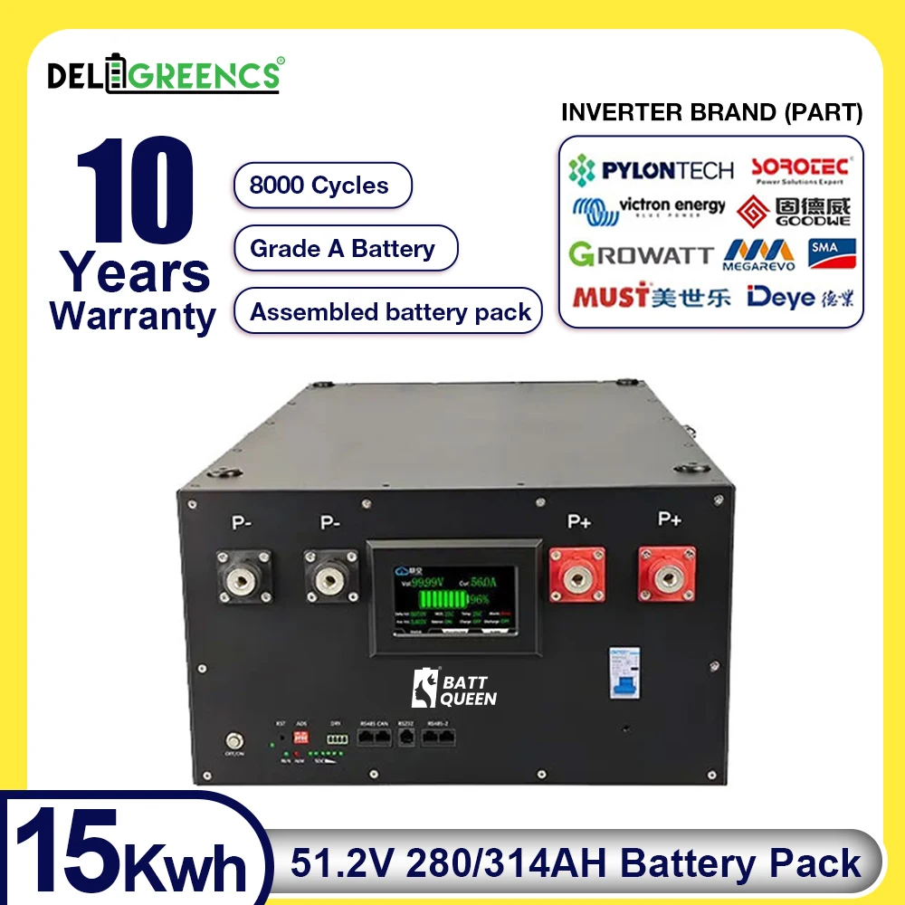 

Finished Seplos Pre-assembled 15Kwh LiFePO4 Battery Pack CATL314Ah 51.2V Lithium 16S 200A BMS CAN RS485 Excluding Shipping Costs
