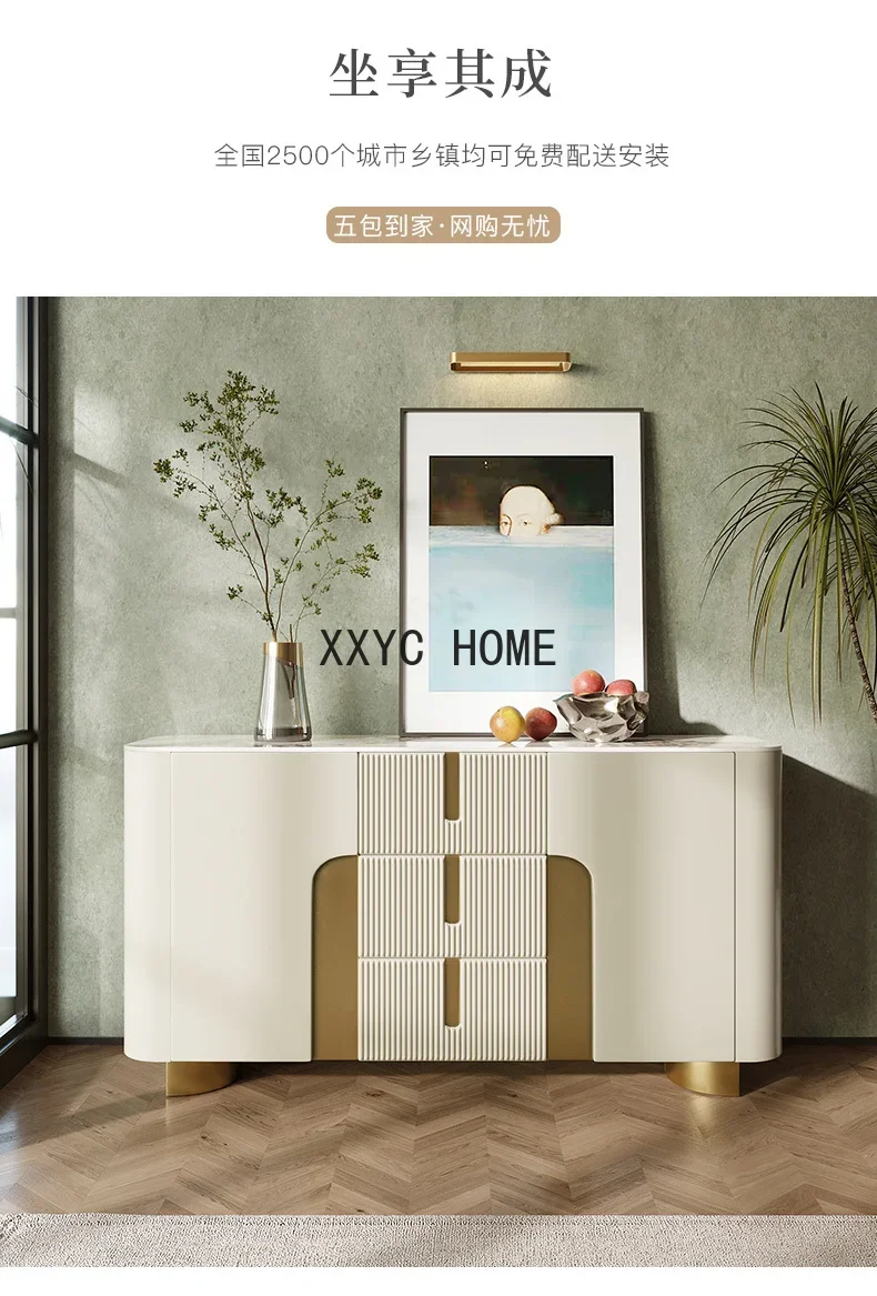 Affordable Luxury Style Stone Plate Sideboard Cabinet  Minimalist High-End Locker Living Room Tea Cabinet Home Wall Cabinet