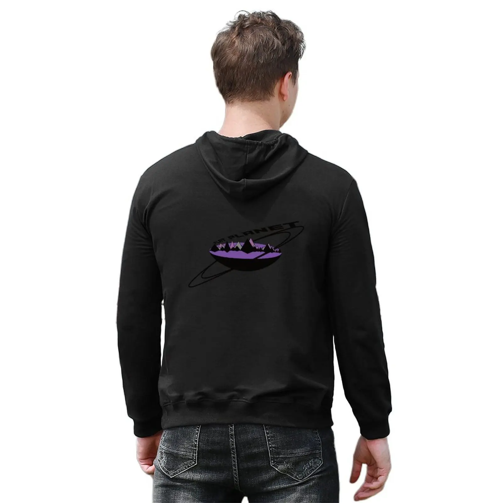 Flat planet Hoodie hooded shirt mens clothes fashion men korean clothes man hoodie