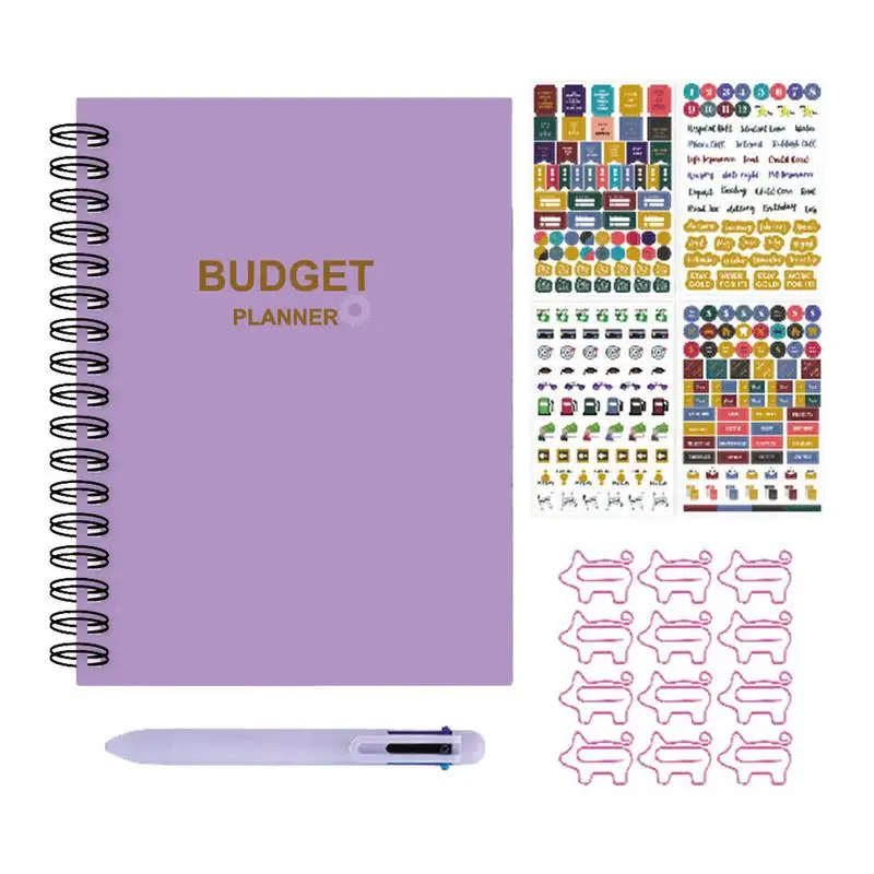 

Financial Planner Portable And Practical Budget Planner Book Budget Notebook With Cute Pig Paperclip And 6 Color Ballpoint Pens