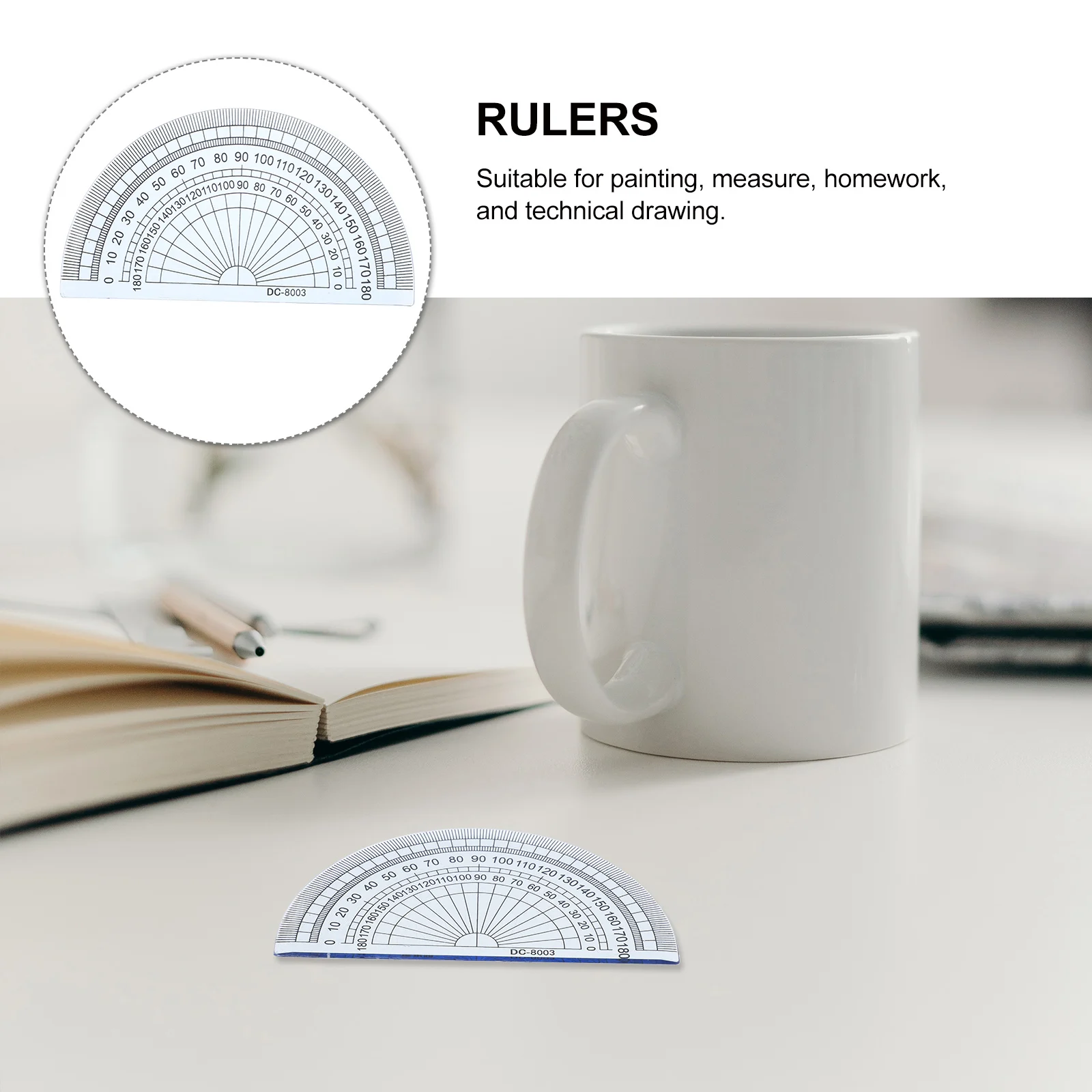 

20Pcs 180 Degrees Protractors Plastic Transparent 4 Inch Angle Measurement for School Office Students Rulers Math Homework