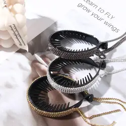 Rhinestone Hairbun Band For Girl Korean Crystal Tassel Hairbun Maker Hairclip Ponytail Buckle Women Makeup Band Hair Accessories