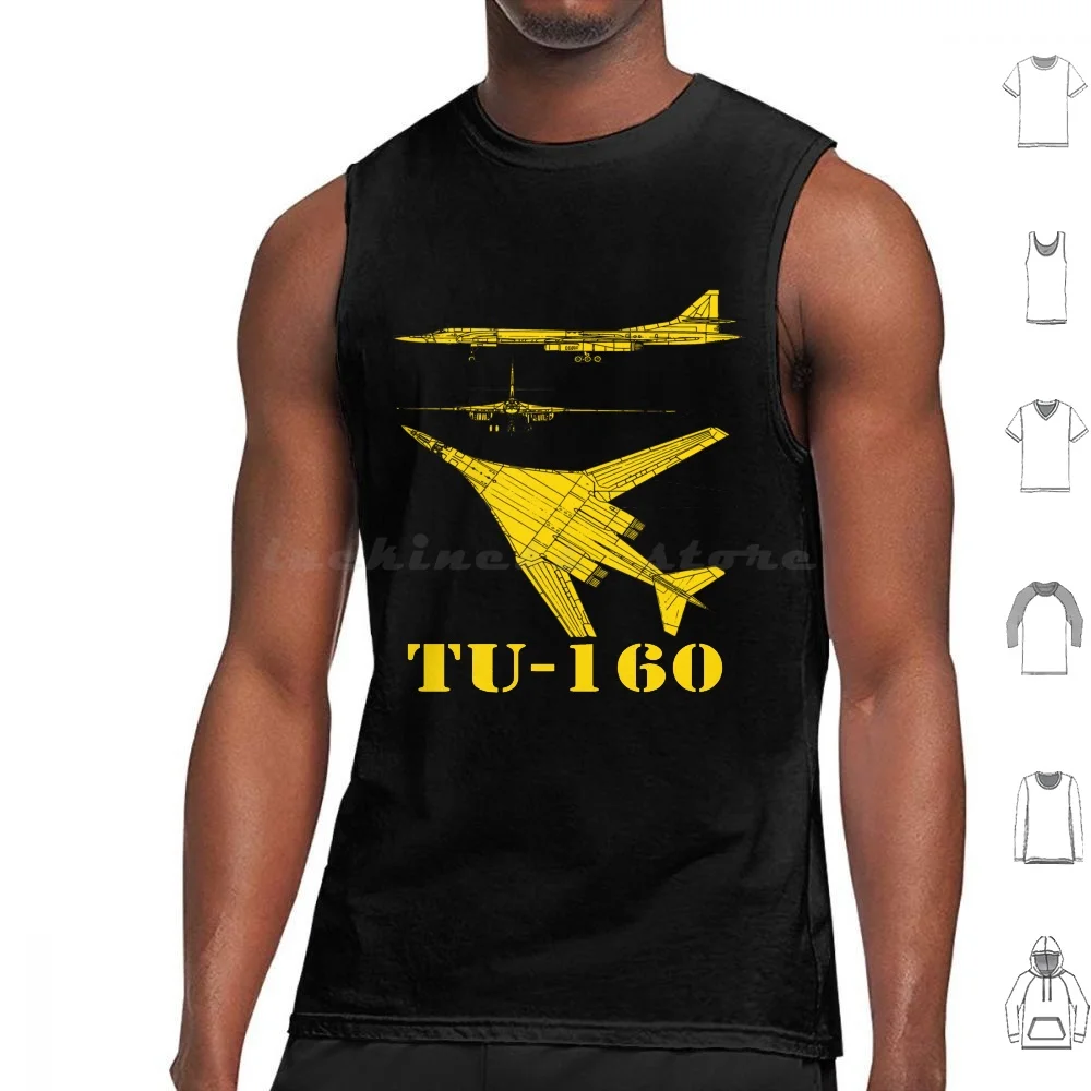 Tu-160 Tupolev Airplane Bomber Tu-160 Blackjack Bomber Russian Military Tank Tops Print Cotton Russian Russian Plane