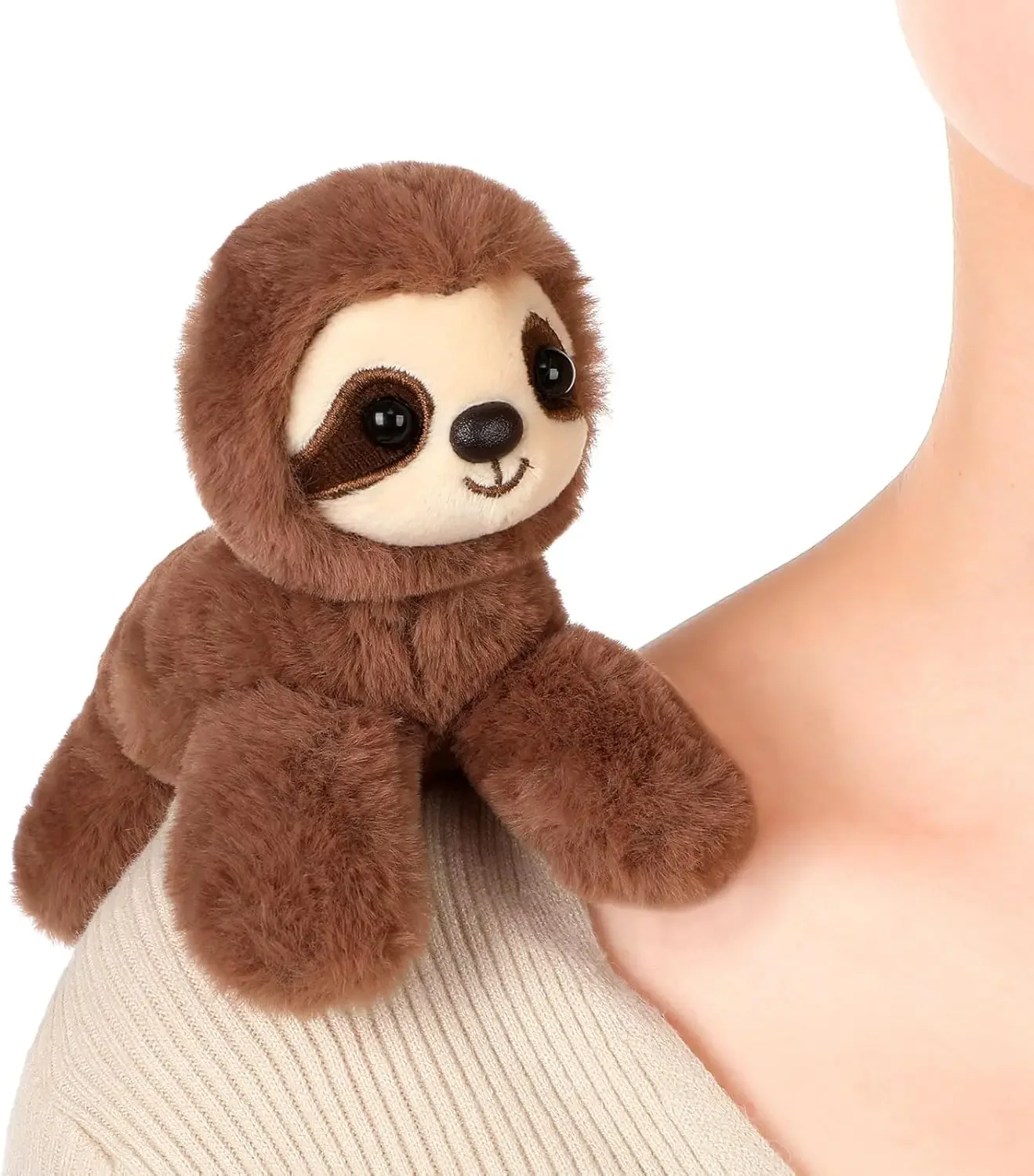 Sloth on Shoulder, Magnetic Plush Toy Shoulder Riding Magnet Sloth for Shoulder Stuffed Animal Interactive Costume Cosplay Prop