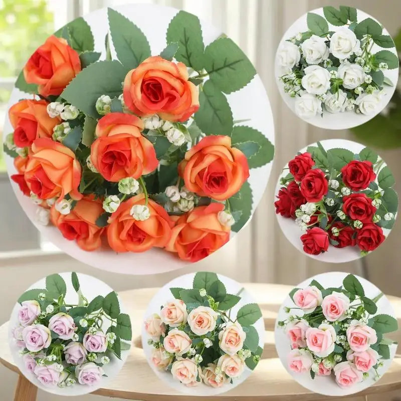1 قطعة ورود كوبية حريرية ، زهرة اصطناعية لحفلات الزفاف ، باقة الزفاف ، ديكور المنزل وغرفة النوم ، مزهرية حديقة للخارجية #2
