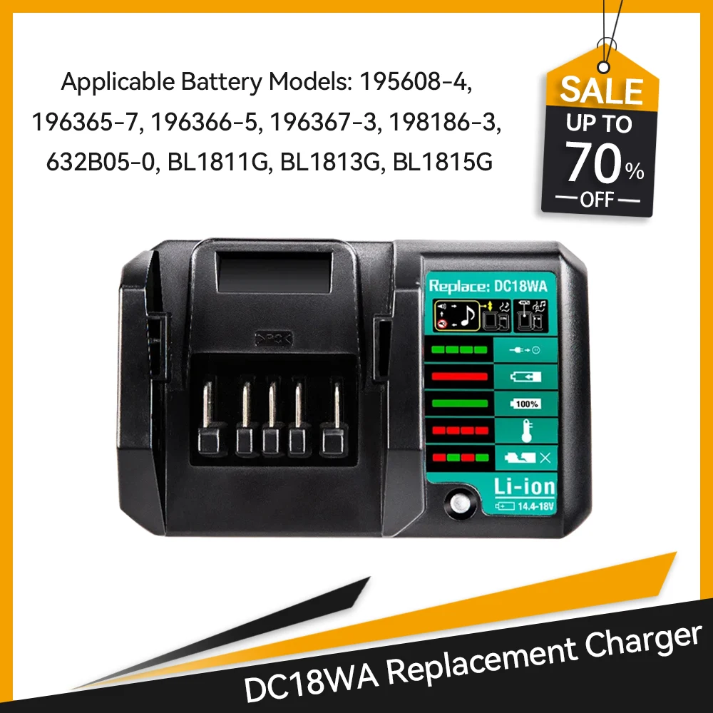 For Makita 14.4V-18V Li-Ion Battery Charger DC18WA Rechargeable Power Tool 100V-240V Lithium Battery Charger BL1815G BL1413G