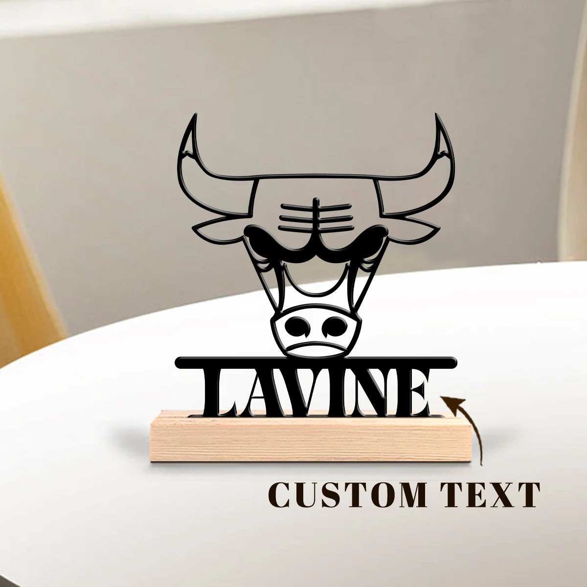 1Pc Csutom Basketball Team Logo Wooden Base Metal Art Ornament,Home Office Hotel Cafe Club Decor,Ideal Gift for Family Friends