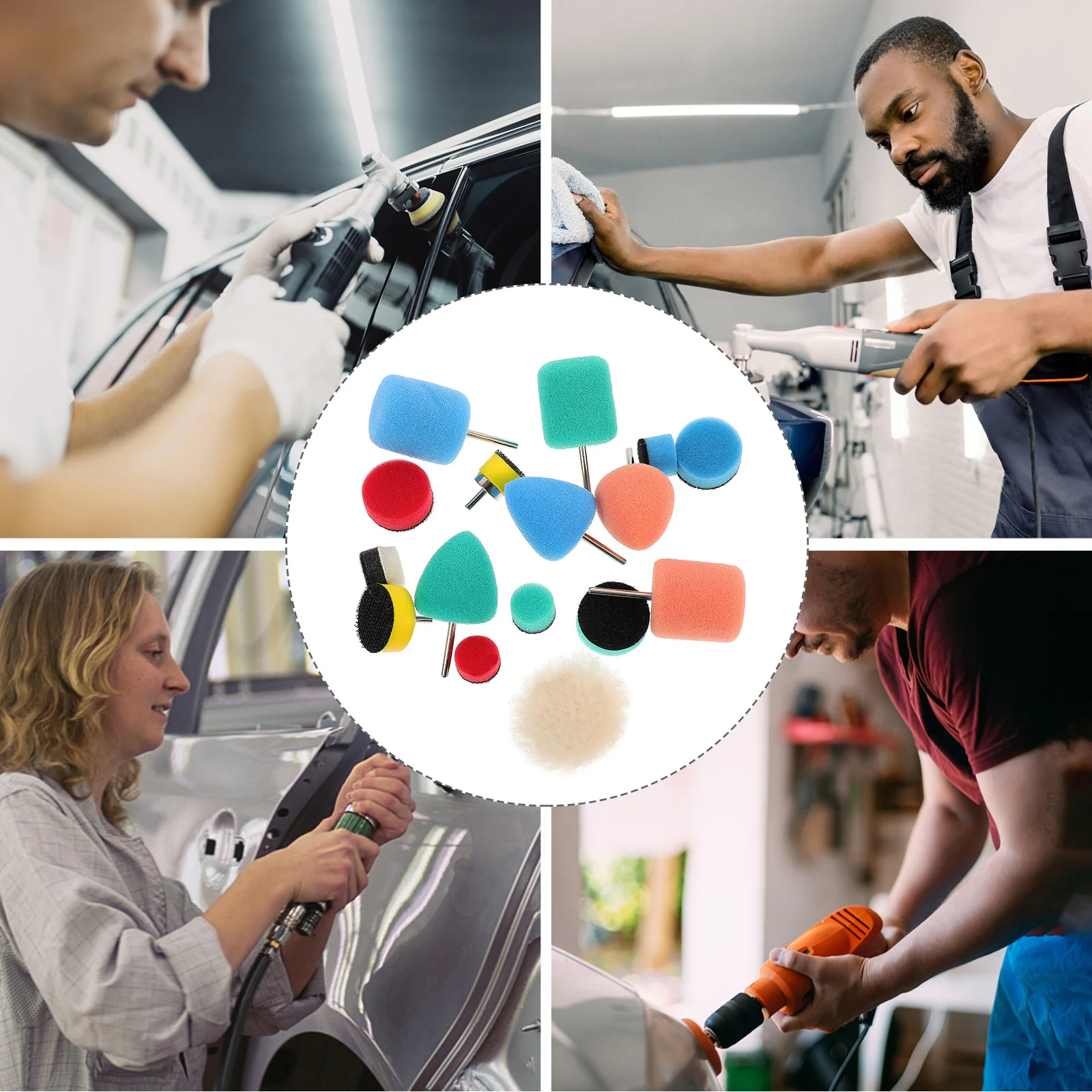 

16Pcs Sponge Polishing Pads Kit for Car Auto Buffing Wheel Drill Kit Car Polishing Wheel Polisher Equipment