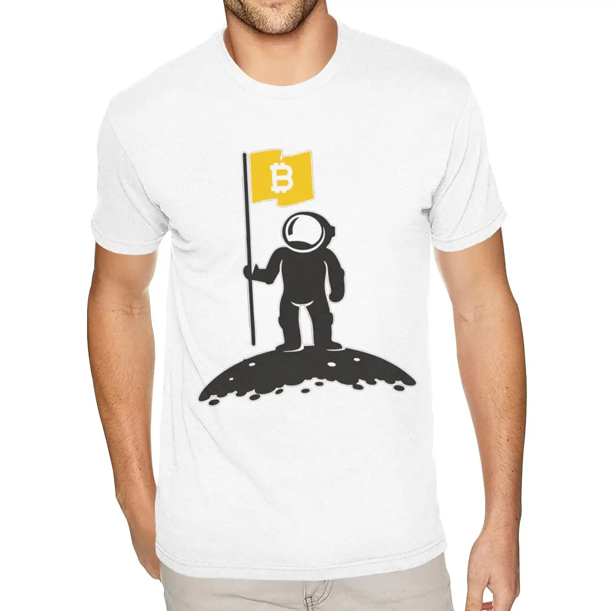 

Bitcoin To The Moon Photo Tee Shirt Over Size Male's Music Graphic T-shirts