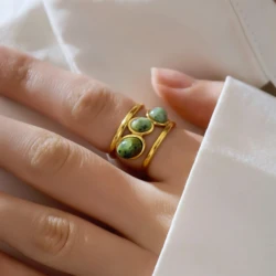 Stainless steel Open Ring with Personality and Irregular Shape 18k PVD Gold Plated Party Gift for Women's Exquisite Jewelry