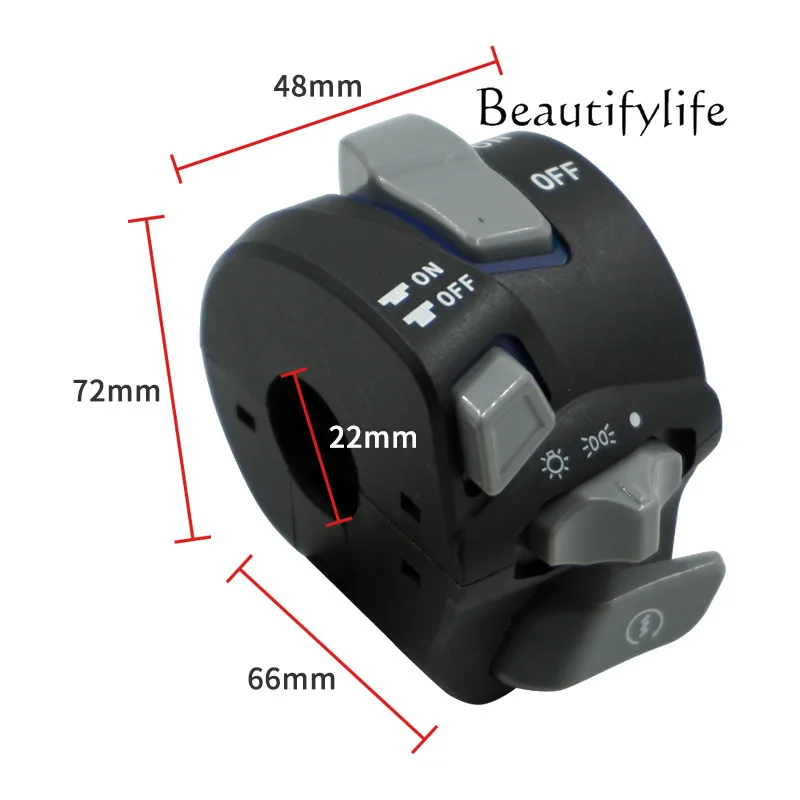 YJ Motorcycle LED Illuminated Handlebar Switch 9in1 Horn Start Hazard Light Assembly