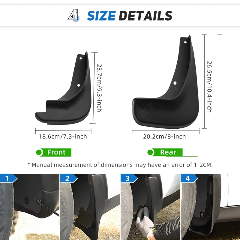 4Pcs Car Front Rear Mudflaps Mudguards Fender Flares Splash Guards Mud Flaps for Ford Mondeo 2007-2012